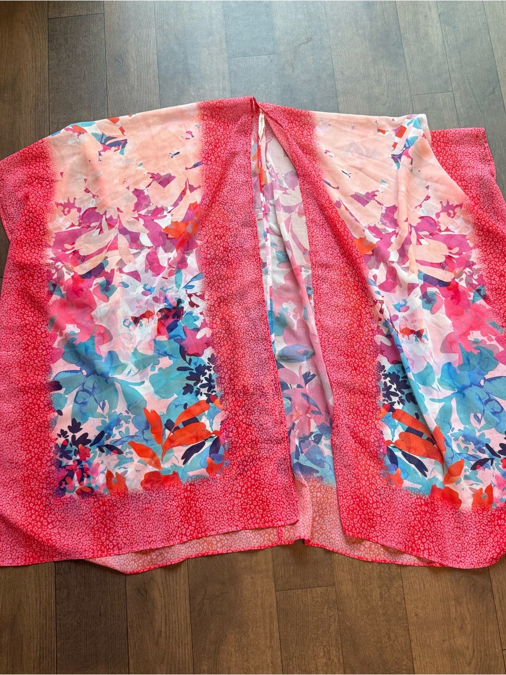 Soft Surroundings Floral Kimono Duster One Size Pink Boho Sheer Cover Up